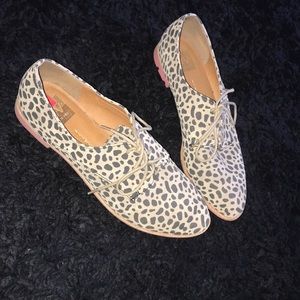 Animal Print Lace Up Flats- WORN ONCE